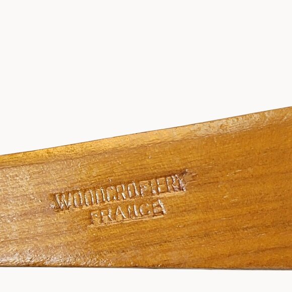 Wood Croftery France Vtg Wooden Spoon and Fork Rustic Brown Hand Painted Floral - Picture 4 of 16